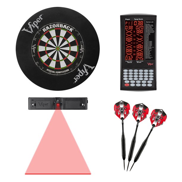 Viper Razorback Bristle Dartboard Electronic Scorer Steel Tip Darts & Laser Throw Line Set