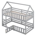 thumbnail image 5 of Bellemave Twin over Twin Size Bunk Bed with Ladder, Wooden House Bunk Bed Frame Guardrails Versatile Twin Bunk Floor Bed, Grey, 5 of 10