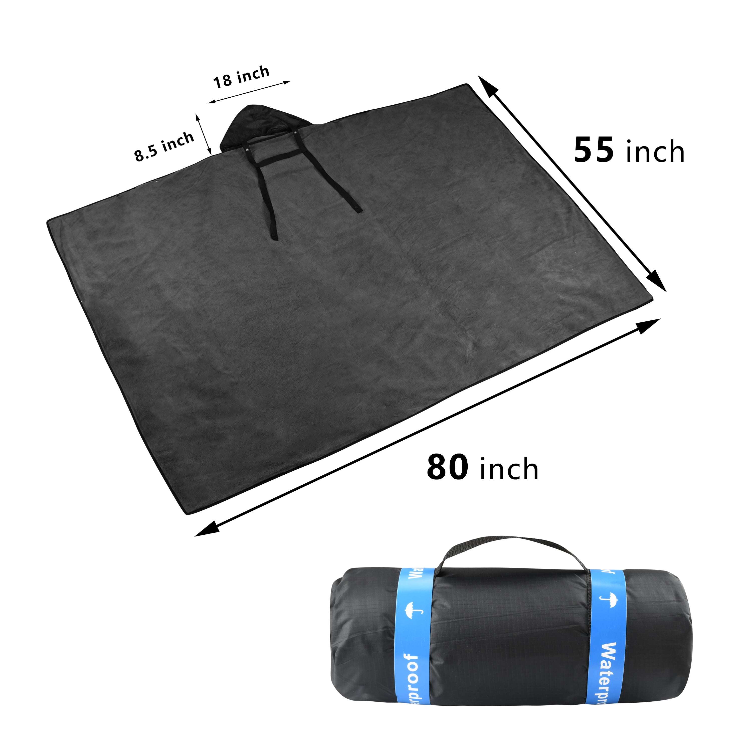 Catalonia Waterproof Blanket for Outdoors, Adult of All Age, Windproof, Warm, Black