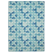 Linon Outdoor Washable Area Rug Collection, Blue and Ivory, 2' x 3'