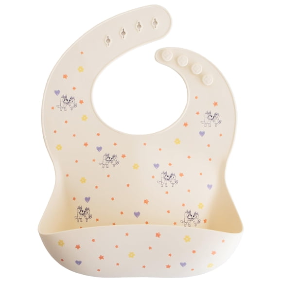 Babero de Silicona para Bebé mushie Bluey Ajustable e Impermeable