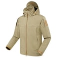 thumbnail image 4 of WTOBBY Men's Workwear Waterproof Hooded Jacket, Loose Fit Zip Pocket Warm Coat, Long Sleeve Outdoor Casual Wear for Fishing and Hiking,Khaki L, 4 of 6
