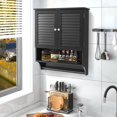 thumbnail image 2 of ZYPPP Bathroom Cabinet Wall Mounted - Hanging Medicine Cabinet with 2 Louvered Doors, 3-Position Adjustable Shelf, Towel Bar, Above Toilet Cabinet, Over The Toilet Space Saver Cabinet (Black), 2 of 10
