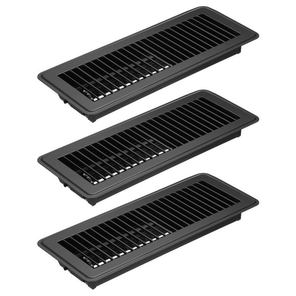 Uxcell 12 x 4 Inch Floor Register, 3pcs Heavy Duty Air Vent Cover Adjustable Floor Grates, Black