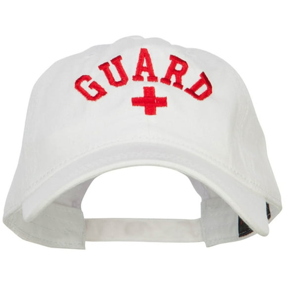 Life Guard Cross Embroidered Washed Dyed Cotton Cap - White OSFM