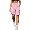thumbnail image 4 of Women's 7'' Hiking Shorts Lightweight Athletic Golf Cargo Shorts with Zipper Pockets Quick Dry Summer Pink M, 4 of 6