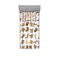 thumbnail image 2 of Ambesonne Animal Fitted Sheet & Pillow Sham Set, Dog Heads Puppy Canin, Queen, White Yellow Chocolate, 2 of 3