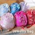 thumbnail image 3 of Brocade Jewelry Drawstring Bag Cute Mini Leakproof Portable Cute Mini Jewelry Flower Pattern Storage Pouch Pocket Gift Wrapping Accessories Green, 3 of 9