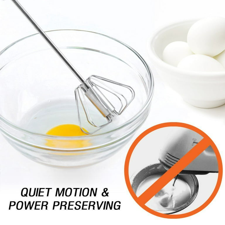 Semi-automatic Whisk 10in Stainless Steel Egg Whisk Hand Push Rotary Whisk  Blender Semi Auto Egg Beater Hand Push Mixer Stirrer Egg Scrambler for