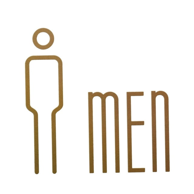 Letrero de baño, calcomanía de baño, símbolos gráficos, letrero de baño, letrero de baño para oficina, hogar, decoración comercial de puerta o pared Hombres Oro Macarena Signo de baño