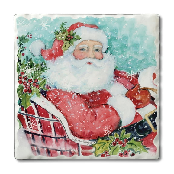Thirstystone "Santa In Sleigh" Single Tumbled Tile Coaster