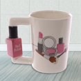 thumbnail image 4 of Tazas de cerámica creativas, kit de herramientas de belleza para niñas, promociones, taza de té y café con asa para esmalte de uñas, tazas personalizadas para mujeres, 4 of 5