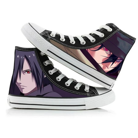 

Cool Anime Naruto Akatsuki Canvas Shoes Action Figures Itachi Sasuke Kakashi High Top Lace up Walking Running 3D Print Shoes for Fans Kids Children Teen