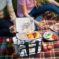 thumbnail image 5 of FORMRS Insulated Cooler Bag 24 Cans Capacity Soft Leakproof Lunch Box with Side Pockets, Dark Blue Hand Drawn Sailboats, 5 of 7