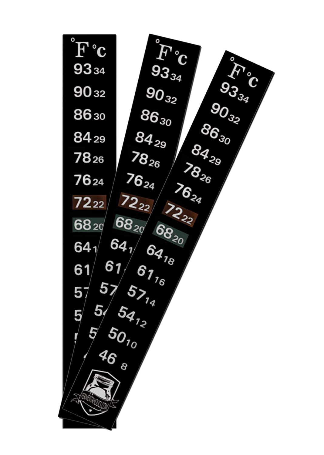 Adhesive Temperature Strip, Wide Range, 46-93F - 3-pk