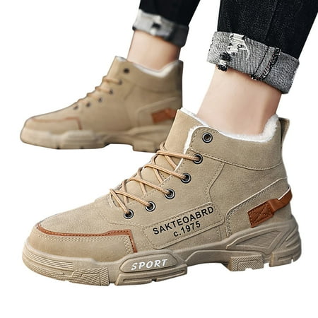 

Chnzic Men Winter Plush Thick Thermal Cotton Snow Boots Casual Trend High Help Work Boots