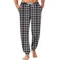 thumbnail image 2 of gzxflxpge Men's Casual Plaid Pants Lightweight Soft Drawstring Stretch Waist Work Bottoms Fashion Relaxed Fit Long Pants with Pockets Black S, 2 of 5