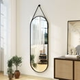 thumbnail image 3 of 16''x48'' Full Length Mirror, Modern Oval Door Mirror with Hanging Leather Cord, Wall Mounted Mirror for Bathroom Vanity Living Room Bedroom Entrance, 3 of 8