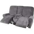 thumbnail image 4 of Housse de Causeuse Inclinable 2024 avec Console Centrale, Housse Extensible en Velours pour Fauteuil Inclinable 2 Places avec Porte-Gobelet, 4 of 10