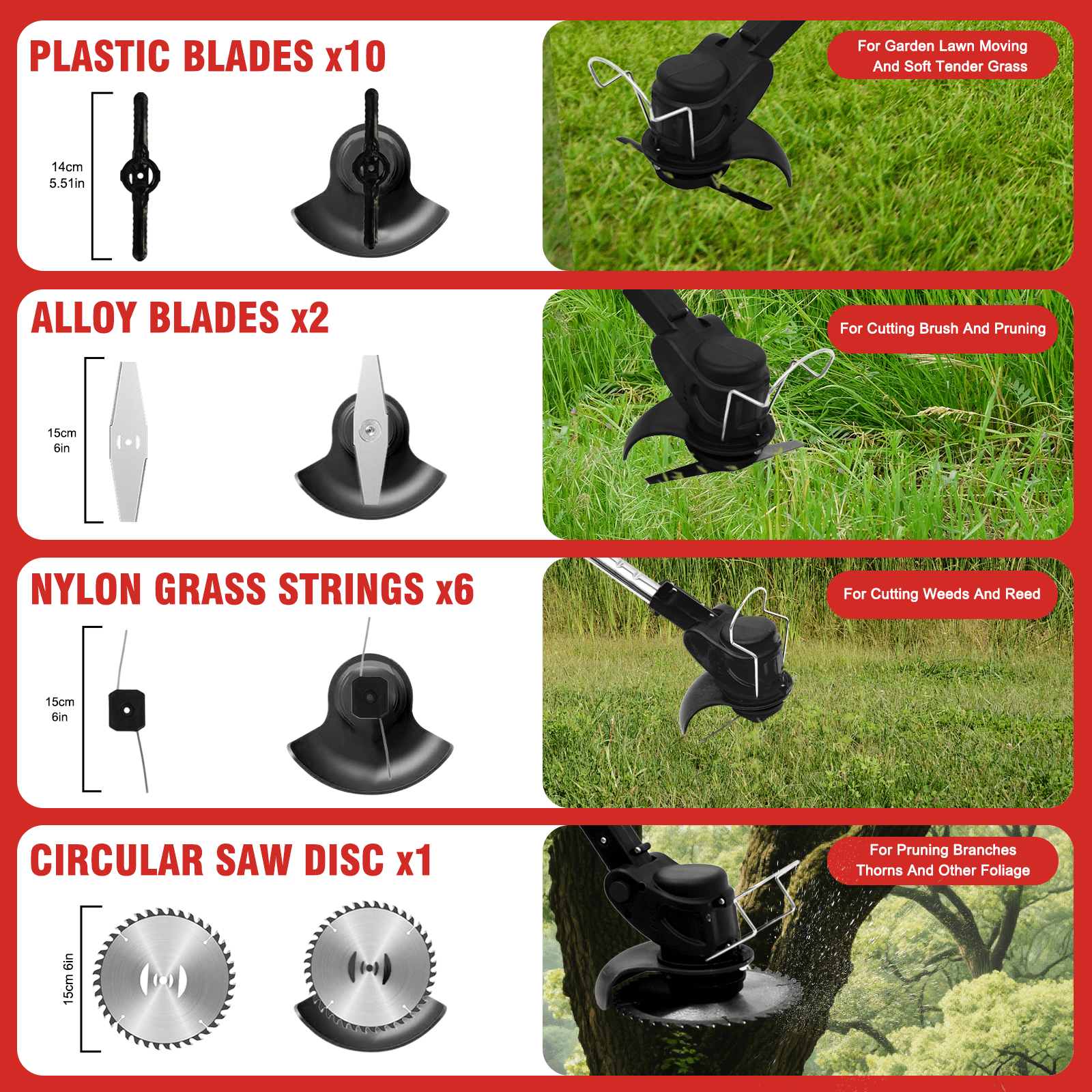 BAOKALER Cordless Electric Weed Wacker String Trimmer with Wheels, Equipped with Three Types of Blades and 2 Battery