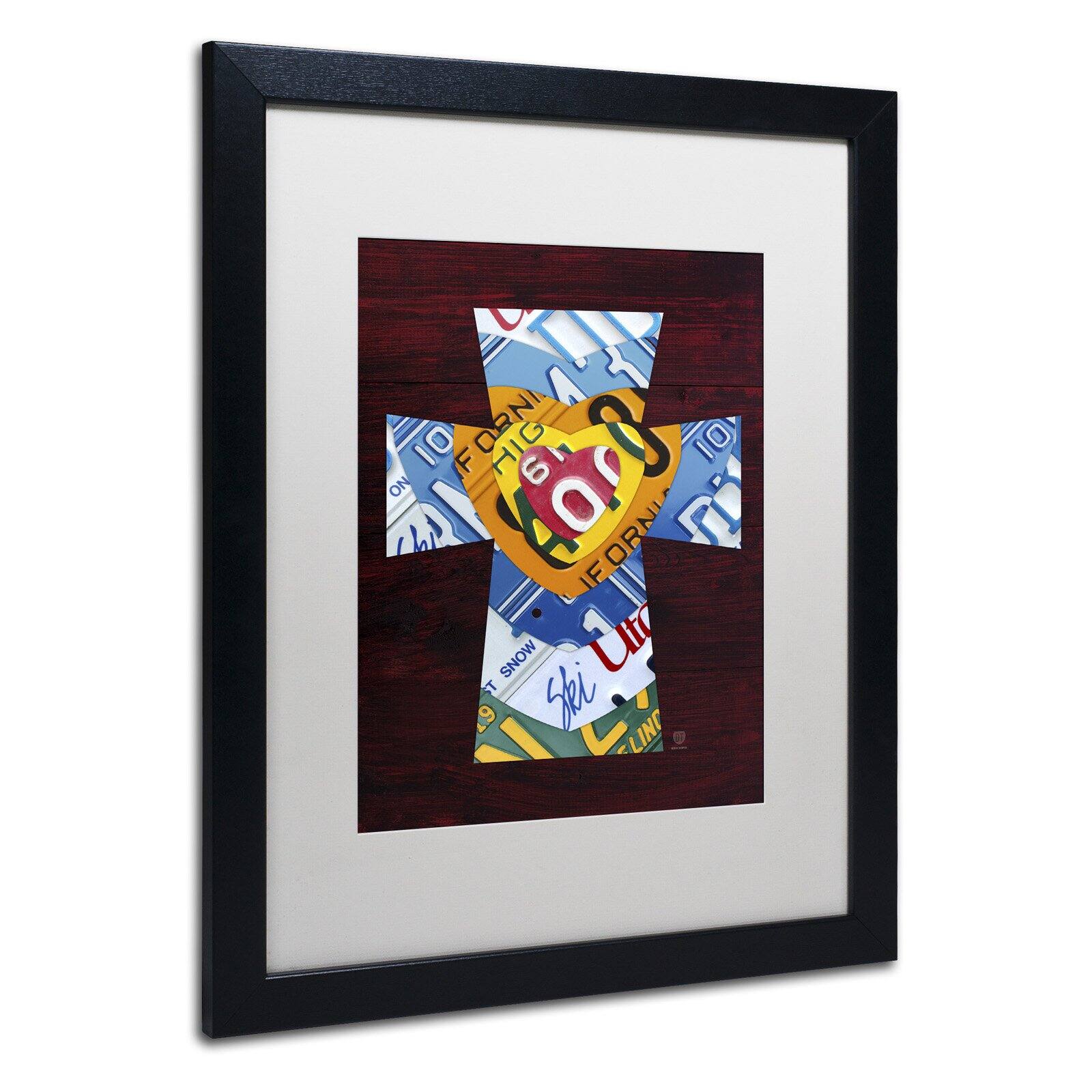 Trademark Fine Art 'Heart Cross' Canvas Art by Design Turnpike, Black Matte, Black Frame