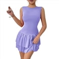 thumbnail image 1 of Vestido de Verano para Mujer, Sin Mangas, Cuello Redondo, Corto, Holgado, con Volantes, con , para Cóctel o Fiesta, Color , Talla L, 1 of 9