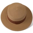 thumbnail image 5 of Womens Beach Straw Sun Hat Summer Classic Boater Sun Hat Panama Short Brim Fedora for Party Travel, 5 of 7
