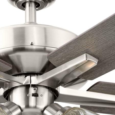 BETTER HOMES & GARDENS 52″ NICKEL TRANSITIONAL CEILING FAN, 5 REVERSIBLE BLADE, 3 LED BULBS INCLUDED