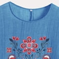 thumbnail image 4 of Camiseta de Mujer Camiseta de Manga Corta Impresión Casual Raglan Suelto de Lino Top Blusas, Cuello de la Tripulación, 4 of 4