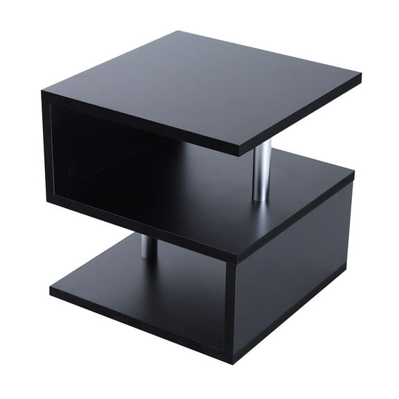 HomCom 20" Modern S-Shaped Multi Level Accent End Table, Black