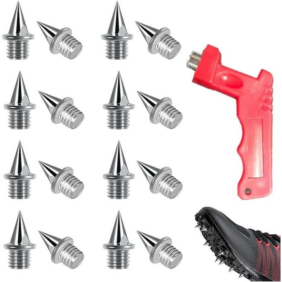 50 Pcs Track Spikes Replacement 1/4 Inch with Spike Wrench Kit, Sturdy Steel Cross Country Spikes Pyramid Spikes for Track Shoes Sports Sprint Shoes Long Jumping Running Jogging Hiking