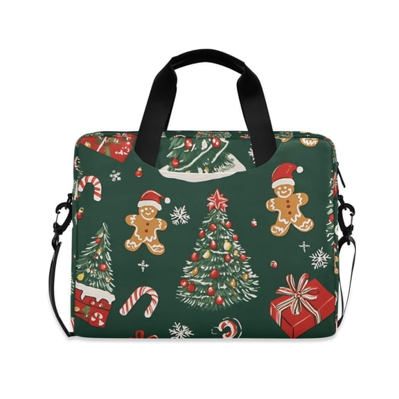 FORMRS 16" Laptop Bag Carrying Sleeve Case with Handle Travel Shoulder Briefcase, Yellow Christmas Gingerbread