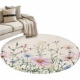 thumbnail image 2 of Pink Blue Spring Floral Round Area Rug 3.3 FT,Non Slip Small Entryway Kitchen Mat,Watercolor Elegant Botanical Rustic Washable Soft Circular Rug Non-Shedding Door Mat for Bathroom Playroom Kids Room, 2 of 9