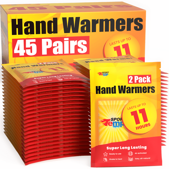 Sport Temp Hand Warmers (45 Pairs - 90 Count) - up to 11 Hours of Heat, Air Activated - Super Long Lasting