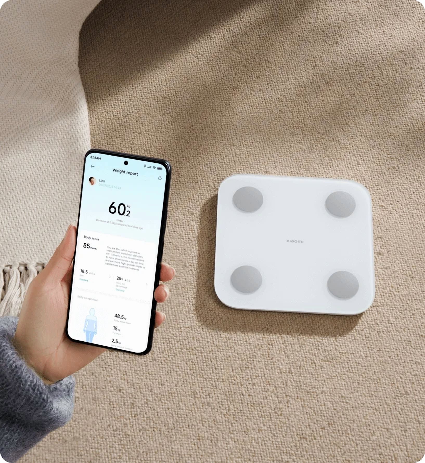 Xiaomi Body Composition Scale S400, Smart Digital Bathroom Scale, Bluetooth, White