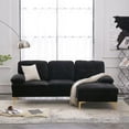 thumbnail image 5 of 85" Sectional Sofa, Modern L-Shape Modular Sectional Sofa, Three-Seat Sleeper Couch with Chenille Fabric and Metal Feet for Living Room, Apartment, Office, Black, 5 of 7