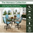 thumbnail image 3 of Hanover Monaco 5-Piece Outdoor High Dining Patio Set, 4 Counter-Height Padded Sling Swivel Chairs and 56" Round Tile Table, Brushed Bronze Finish, Rust-Resistant, All-Weather - MONDN5PCPDBR-C-BLU, 3 of 9