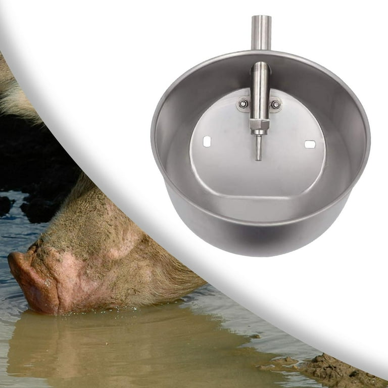 Menolana Automatic Pig Waterer Heavy Duty Water Trough Animal Waterer Bowl Stainless Steel Pig Water Bowl for Piglets Pig Farm Animals XL Size