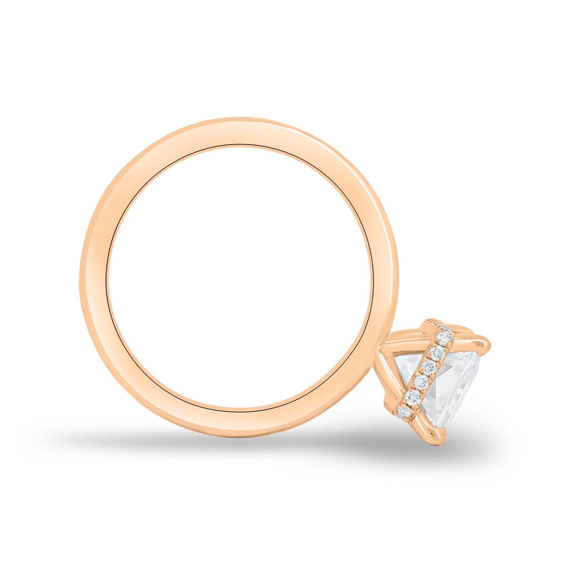 ESTE ORIGIN 4 Ctw Radiant Lab Grown Diamond Solitaire Ring with Hidden Halo in 10K Rose Gold for Women