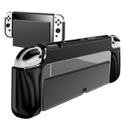 Dockable Case Fit for Nintendo Switch OLED, TPU Grip and PC Protective Case Cover with Shock-Absorption Compatible with Nintendo Switch OLED Console and Joy-Con Controller
