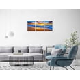 thumbnail image 6 of 3-Piece Blue Beach Canvas Wall Art Set, Sunset Ocean Waves Seascape Prints, Framed & Ready to Hang Decor for Living Room Bedroom Bathroom, 6 of 6