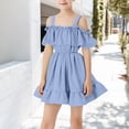 thumbnail image 6 of EnJoCho Girls Off Shoulder Pleated Dress Summer One Shoulder Skirt European Style Solid Color Casual Par𝗍y Outfit Rufled He𝗆 Lightweight Twirl Dress, 6 of 8