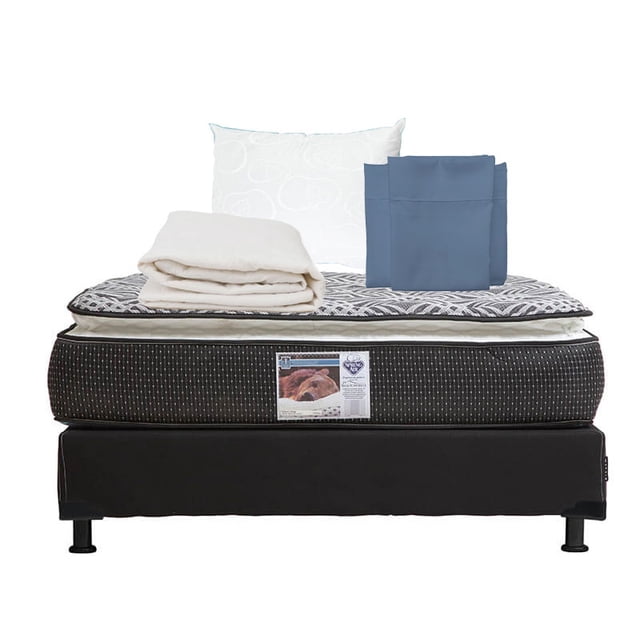 Colchón Matrimonial Spring Air Omega con Box Sábanas Protector Almohada