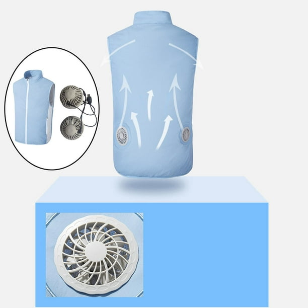 Ropa equipada con ventilador, chaleco refrigerante resistente a adultos acondicionado para verano Trabajo - Azul Baoblaze Chaleco de ventilador de enfriamiento