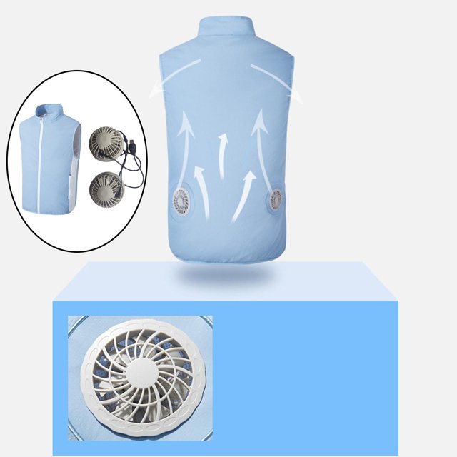 Chaleco de enfriamiento Macarena con ventiladores para hombres y Mujeres Azul