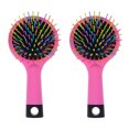 thumbnail image 1 of Cepillos de volumen arcoíris, cepillos para desenredar el cabello, peines mágicos rectos para rizos de cabello (rosa, morado y negro), 1 of 5