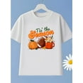 thumbnail image 1 of Halloween T-shirt - "It'S the Season" Football & Pumpkin Design, Lightweight & Breathable, Quick-Dry Fabric, Machine Washable, Perfect for Casual Wear & Sports, Ideal Gift for K, 1 of 6