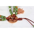 thumbnail image 3 of Irish Penny Multi Strand Bracelet Leather and Czech Glass Beads Genuine Coin One Size Adjustable, 3 of 6