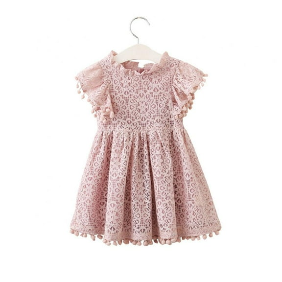 Toddler Kids Girls Lace Dresses Baby Girl Elegant Dress Flutter Sleeve Lace Dress Party Princess Dress