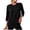 Black, variant on 3/4 Sleeve Athletic Shirt For Women, Round Neck Curved Hem Tunic Top, Ladies Fall Casual Workout Pullover Tee Shirts S-XXL